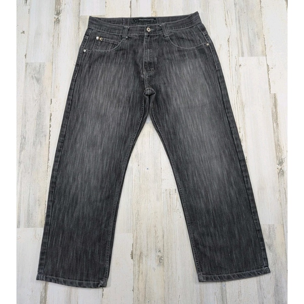 Vtg Southpole Jeans Mens Fits 35x28.5 Black Gray Baggy Wide Leg Y2K (Tag 36)